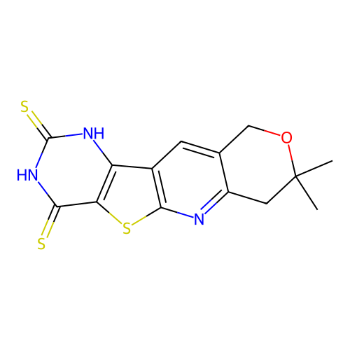 8,8-dimethyl-7,8-dihydro-1H-pyrano[3'',4'':5',6']pyrido[3',2':4,5]thieno[3,2-d]pyrimidine-2,4(3H,10H)-dithione structure