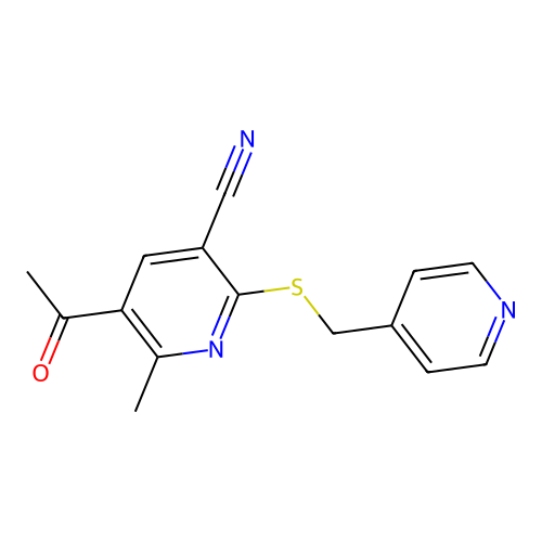 5-Acetyl-6-methyl-2-(pyridin-4-ylmethylsulfanyl)pyridine-3-carbonitrile structure