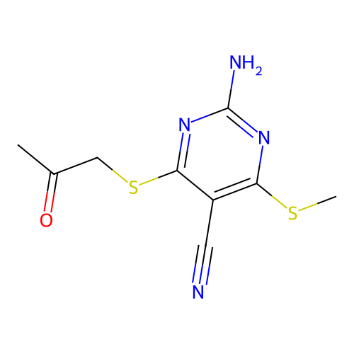 2-Amino-4-(methylsulfanyl)-6-[(2-oxopropyl)sulfanyl]pyrimidine-5-carbonitrile structure