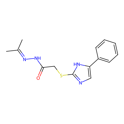 2-[(4-phenyl-1H-imidazol-2-yl)sulfanyl]-N'-(propan-2-ylidene)acetohydrazide structure