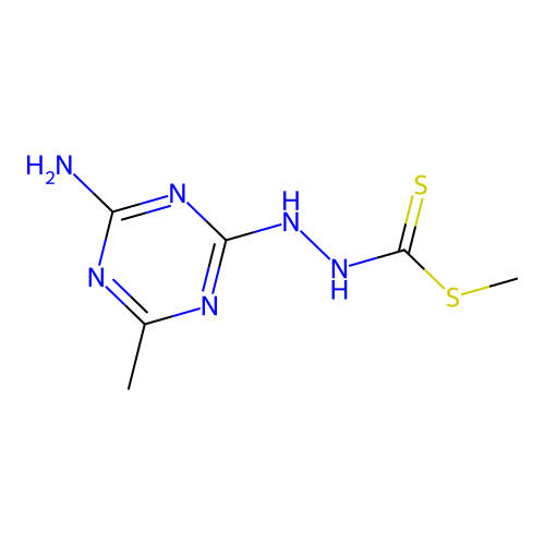 Methyl 2-(4-amino-6-methyl-1,3,5-triazin-2-yl)hydrazinecarbodithioate structure