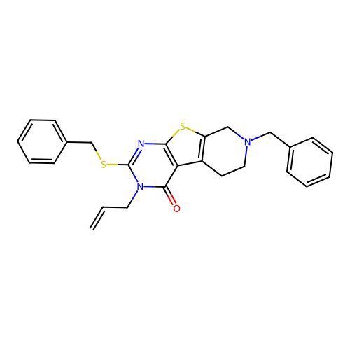 3-allyl-7-benzyl-2-(benzylthio)-5,6,7,8-tetrahydropyrido[4',3':4,5]thieno[2,3-d]pyrimidin-4(3H)-one structure