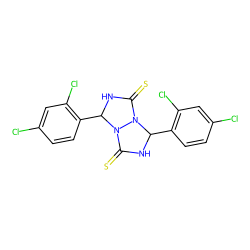 4,8-bis(2,4-dichlorophenyl)-1,3,5,7-tetrazabicyclo[3.3.0]octane-2,6-dithione structure