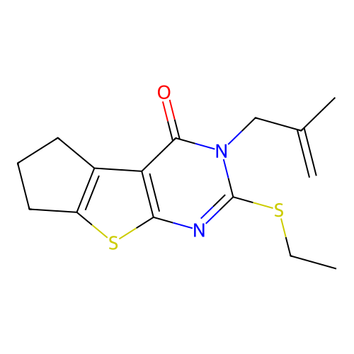 2-(ETHYLSULFANYL)-3-(2-METHYLALLYL)-3,5,6,7-TETRAHYDRO-4H-CYCLOPENTA[4,5]THIENO[2,3-D]PYRIMIDIN-4-ONE structure