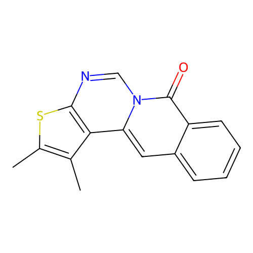 1,2-dimethyl-7H-thieno[2',3':4,5]pyrimido[1,6-b]isoquinolin-7-one structure