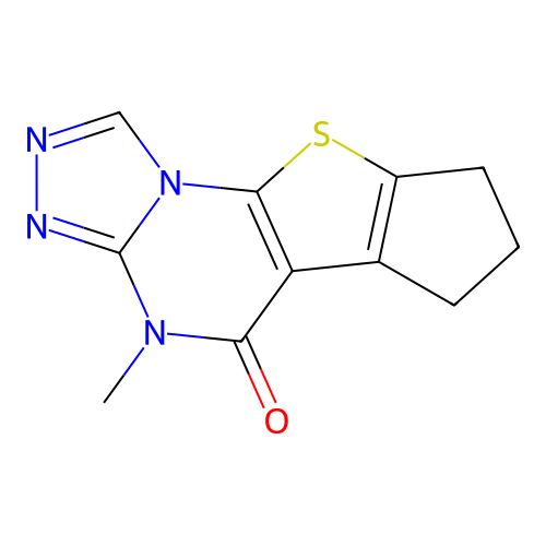 4-methyl-7,8-dihydro-4H-cyclopenta[4,5]thieno[3,2-e][1,2,4]triazolo[4,3-a]pyrimidin-5(6H)-one structure