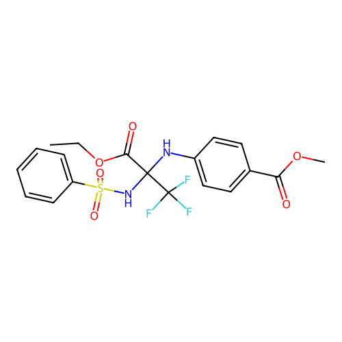 methyl 4-((3-ethoxy-1,1,1-trifluoro-3-oxo-2-(phenylsulfonamido)propan-2-yl)amino)benzoate structure
