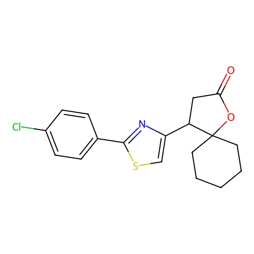 4-[2-(4-Chlorophenyl)-1,3-thiazol-4-yl]-1-oxaspiro[4.5]decan-2-one structure