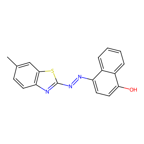 (E)-4-((6-methylbenzo[d]thiazol-2-yl)diazenyl)naphthalen-1-ol structure