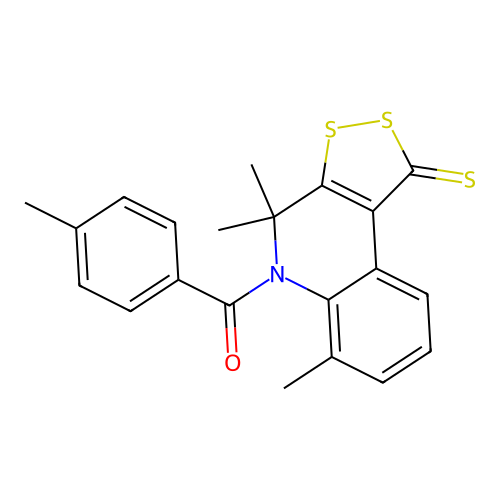 p-tolyl(4,4,6-trimethyl-1-thioxo-1H-[1,2]dithiolo[3,4-c]quinolin-5(4H)-yl)methanone structure