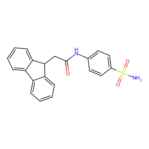 2-(9H-fluoren-9-yl)-N-(4-sulfamoylphenyl)acetamide structure