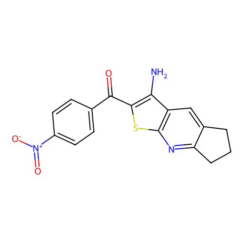 (3-amino-6,7-dihydro-5H-cyclopenta[b]thieno[3,2-e]pyridin-2-yl)(4-nitrophenyl)methanone structure