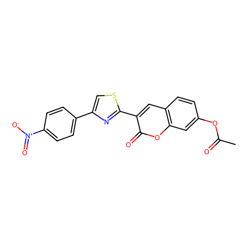 3-[4-(4-nitrophenyl)-1,3-thiazol-2-yl]-2-oxo-2H-chromen-7-yl acetate structure
