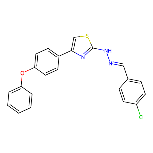2-[(2E)-2-(4-chlorobenzylidene)hydrazinyl]-4-(4-phenoxyphenyl)-1,3-thiazole structure