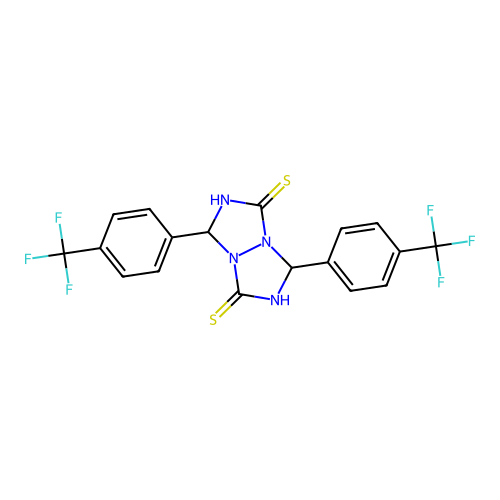 4,8-bis[4-(trifluoromethyl)phenyl]-1,3,5,7-tetrazabicyclo[3.3.0]octane-2,6-dithione structure