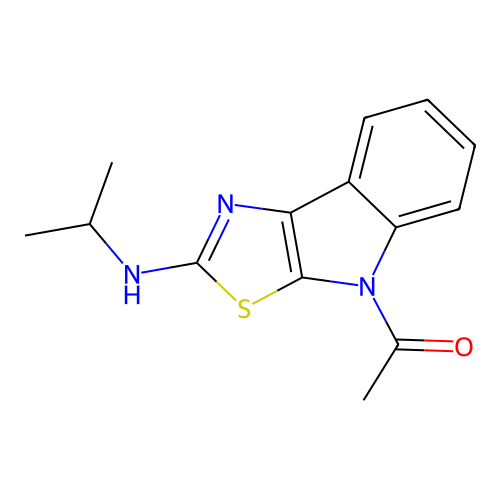 1-[2-(propan-2-ylamino)-4H-[1,3]thiazolo[5,4-b]indol-4-yl]ethanone structure