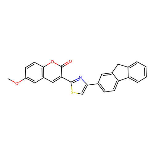 3-[4-(9H-fluoren-2-yl)-1,3-thiazol-2-yl]-6-methoxy-2H-chromen-2-one structure