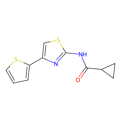 N-(4-thiophen-2-yl-1,3-thiazol-2-yl)cyclopropanecarboxamide structure