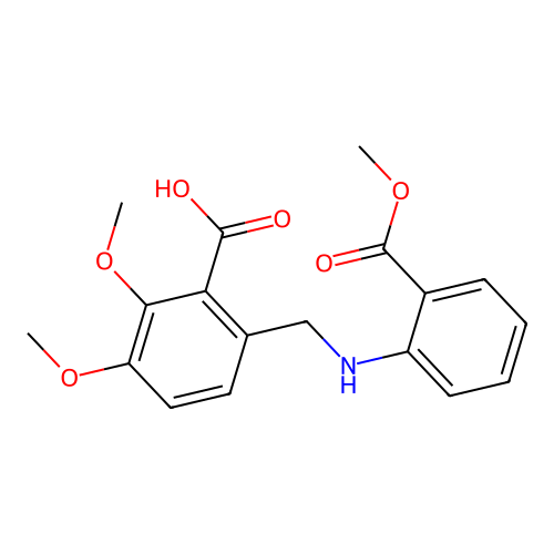 2,3-Dimethoxy-6-(((2-(methoxycarbonyl)phenyl)amino)methyl)benzoic acid structure