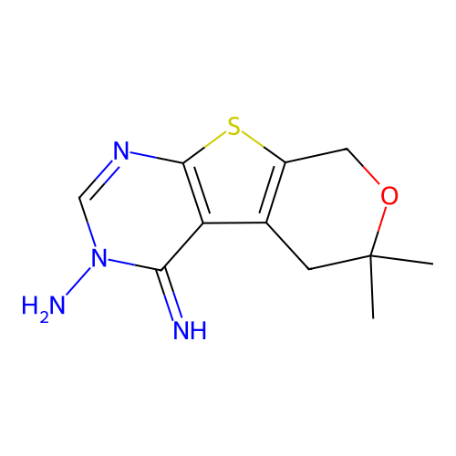 4-Imino-6,6-dimethyl-5,8-dihydro-4H,6H-7-oxa-9-thia-1,3-diaza-fluoren-3-ylamine structure