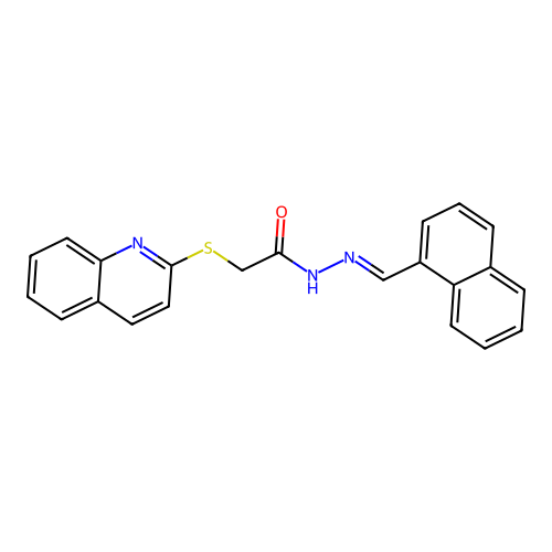 N-[(E)-naphthalen-1-ylmethylideneamino]-2-quinolin-2-ylsulfanylacetamide structure