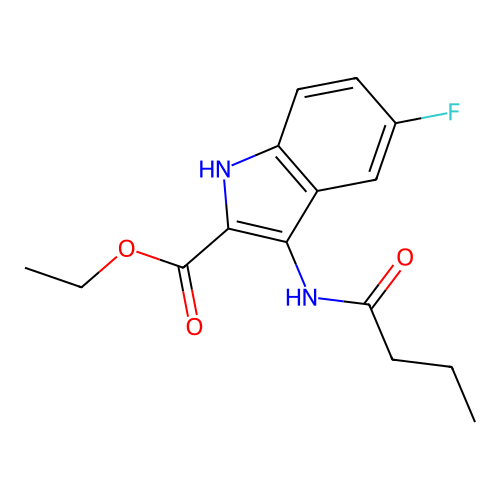 ethyl 3-(butanoylamino)-5-fluoro-1H-indole-2-carboxylate structure