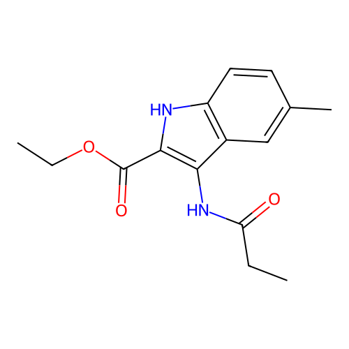 ethyl 5-methyl-3-(propanoylamino)-1H-indole-2-carboxylate structure