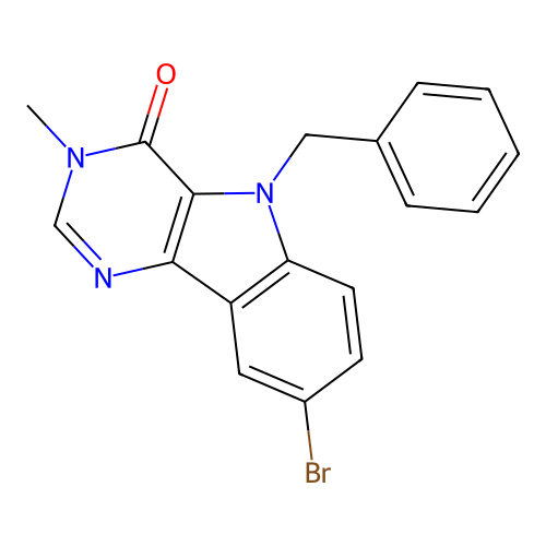 5-benzyl-8-bromo-3-methyl-3,5-dihydro-4H-pyrimido[5,4-b]indol-4-one structure