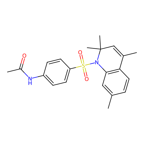 N-[4-(2,2,4,7-tetramethylquinolin-1-yl)sulfonylphenyl]acetamide structure