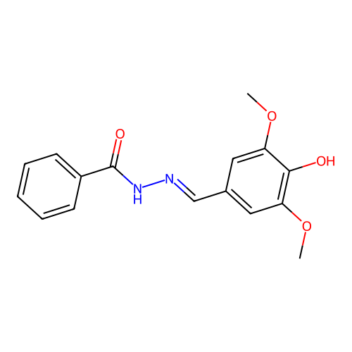 N-[(4-hydroxy-3,5-dimethoxyphenyl)methylideneamino]benzamide structure