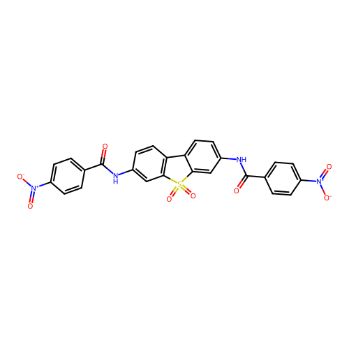 N,N'-(5,5-dioxidodibenzo[b,d]thiene-3,7-diyl)bis(4-nitrobenzamide) structure