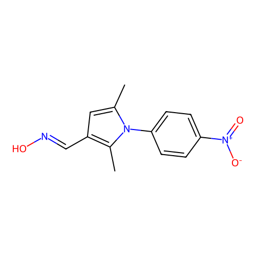 (NE)-N-[[2,5-dimethyl-1-(4-nitrophenyl)pyrrol-3-yl]methylidene]hydroxylamine structure