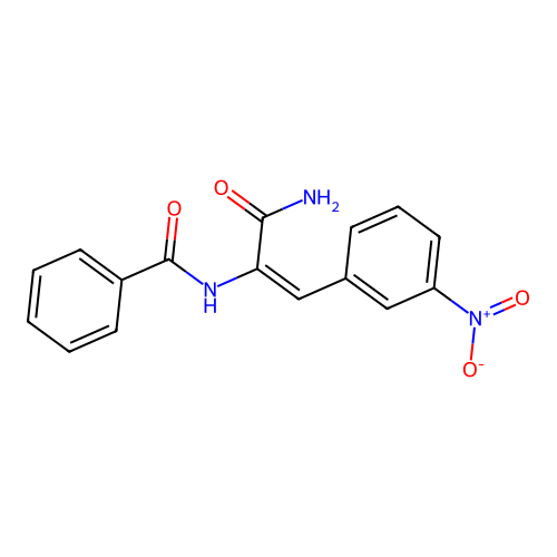 N-[(1E)-1-carbamoyl-2-(3-nitrophenyl)vinyl]benzamide structure