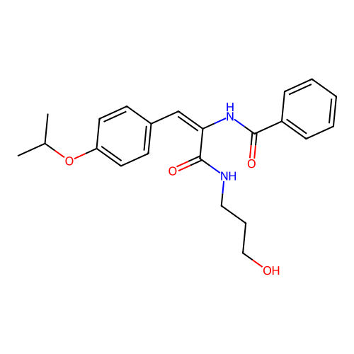 N-[1-{[(3-hydroxypropyl)amino]carbonyl}-2-(4-isopropoxyphenyl)vinyl]benzamide structure