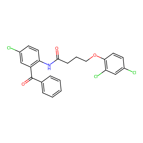 N-(2-benzoyl-4-chlorophenyl)-4-(2,4-dichlorophenoxy)butanamide structure