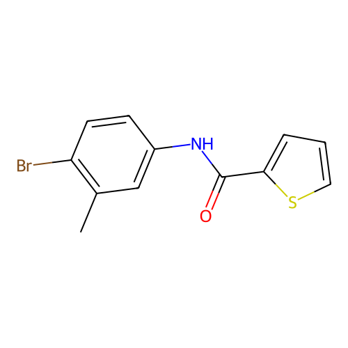 N-(4-bromo-3-methylphenyl)thiophene-2-carboxamide structure