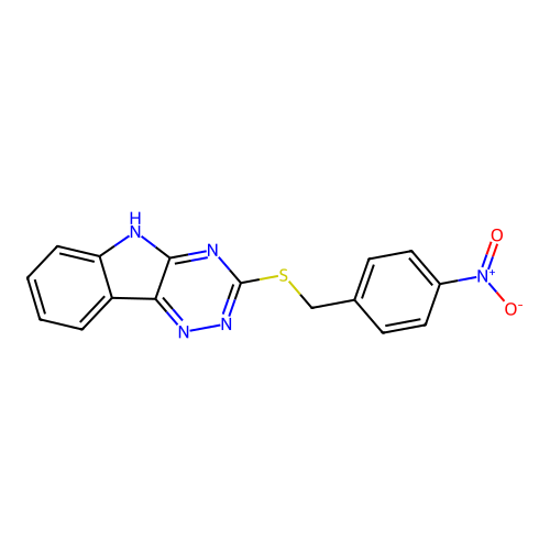 3-((4-Nitrobenzyl)thio)-5H-[1,2,4]triazino[5,6-b]indole structure