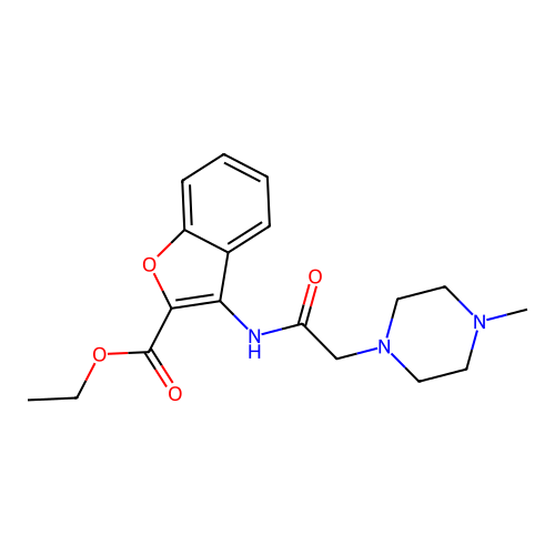ethyl 3-[[2-(4-methylpiperazin-1-yl)acetyl]amino]-1-benzofuran-2-carboxylate structure