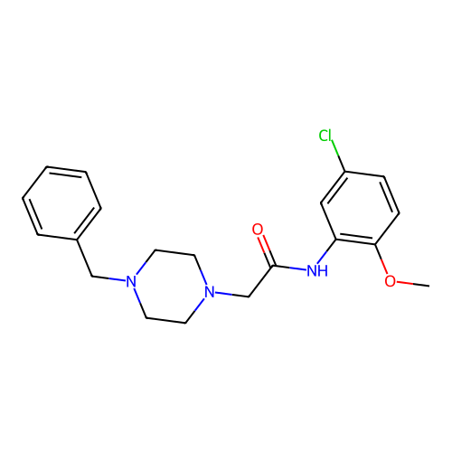 2-(4-benzylpiperazin-1-yl)-N-(5-chloro-2-methoxyphenyl)acetamide structure