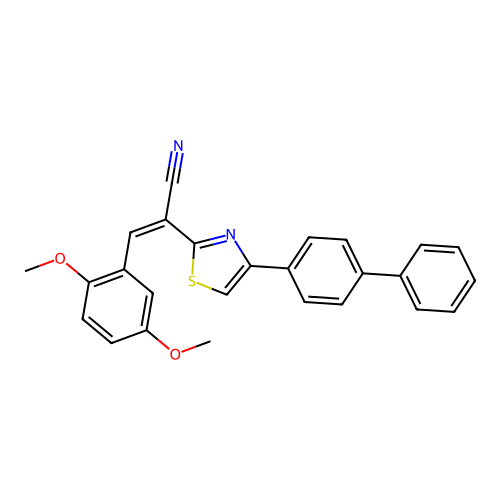 2-(4-[1,1'-Biphenyl]-4-yl-1,3-thiazol-2-yl)-3-(2,5-dimethoxyphenyl)acrylonitrile structure