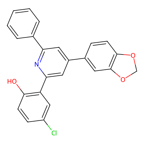 2-[4-(1,3-Benzodioxol-5-yl)-6-phenylpyridin-2-yl]-4-chlorophenol structure