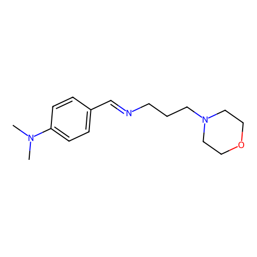 (E)-N,N-dimethyl-4-(((3-morpholinopropyl)imino)methyl)aniline structure