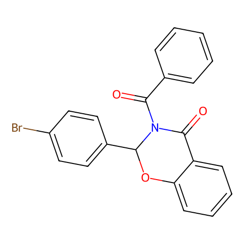 2-(4-bromophenyl)-3-(phenylcarbonyl)-2H-benzo[e]1,3-oxazin-4-one structure