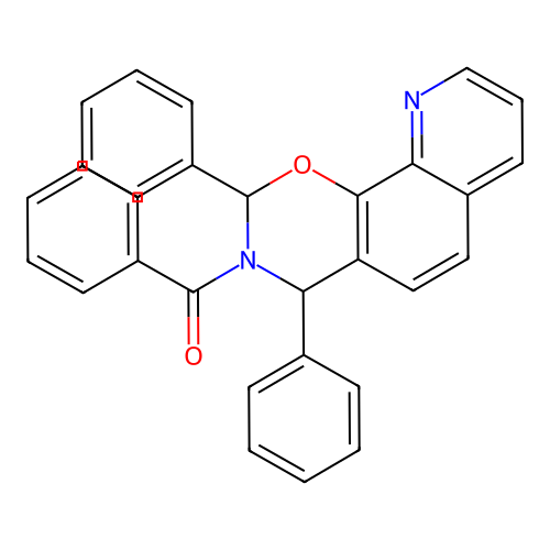 (2,4-diphenyl-2H-[1,3]oxazino[5,6-h]quinolin-3(4H)-yl)(phenyl)methanone structure