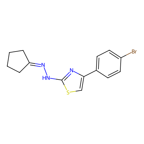 Cyclopentanone [4-(4-bromophenyl)-1,3-thiazol-2-yl]hydrazone structure