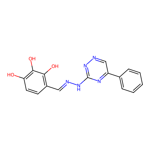 4-[[(5-Phenyl-1,2,4-triazin-3-yl)hydrazinylidene]methyl]benzene-1,2,3-triol structure