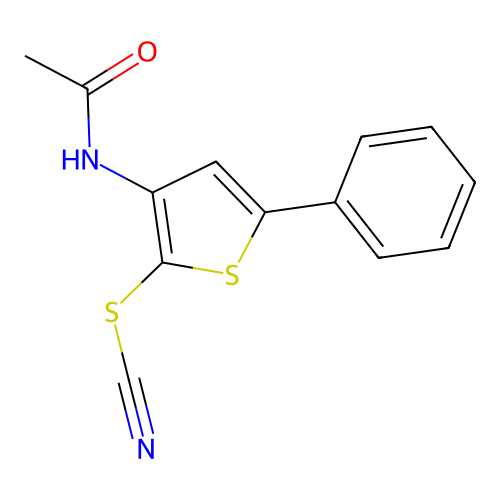 3-(Acetylamino)-5-phenylthiophen-2-yl thiocyanate structure