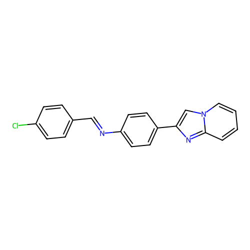 N-[(E)-(4-chlorophenyl)methylidene]-4-(imidazo[1,2-a]pyridin-2-yl)aniline structure