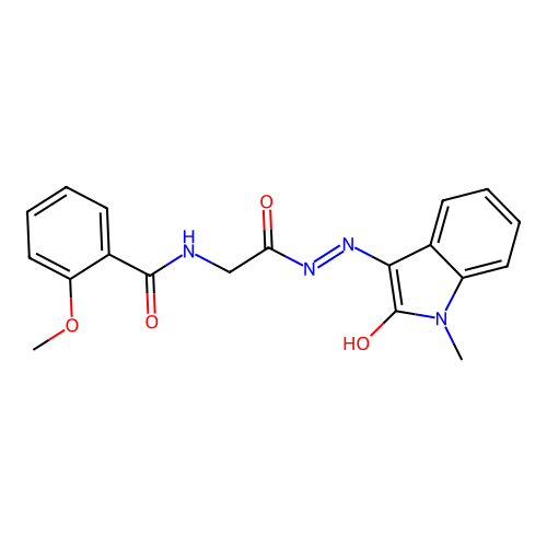 (E)-2-methoxy-N-(2-(2-(1-methyl-2-oxoindolin-3-ylidene)hydrazinyl)-2-oxoethyl)benzamide structure