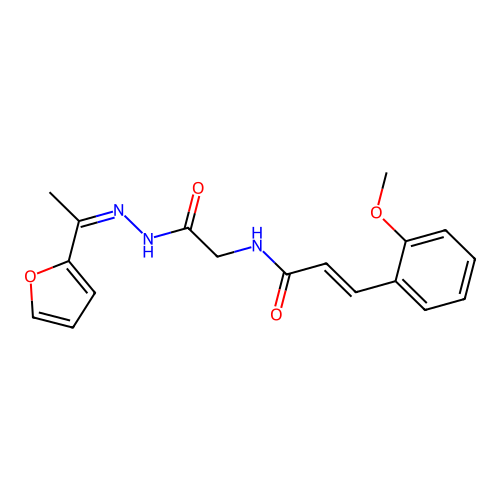 (E)-N-[2-[(2Z)-2-[1-(furan-2-yl)ethylidene]hydrazinyl]-2-oxoethyl]-3-(2-methoxyphenyl)prop-2-enamide structure